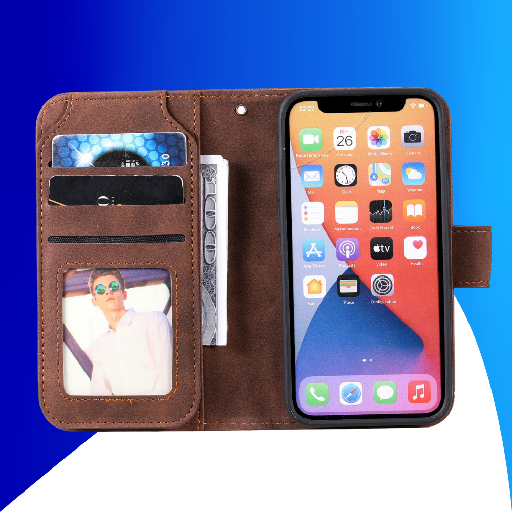 JVS Products Samsung Galaxy S24 Ultra hoesje - Bookcase - Koord - Pasjeshouder - Portemonnee - Kunstleer - Bruin