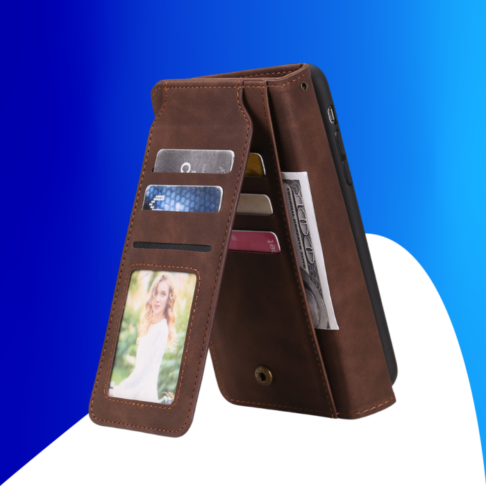 JVS Products Samsung Galaxy S24 Ultra hoesje - Bookcase - Koord - Pasjeshouder - Portemonnee - Kunstleer - Bruin