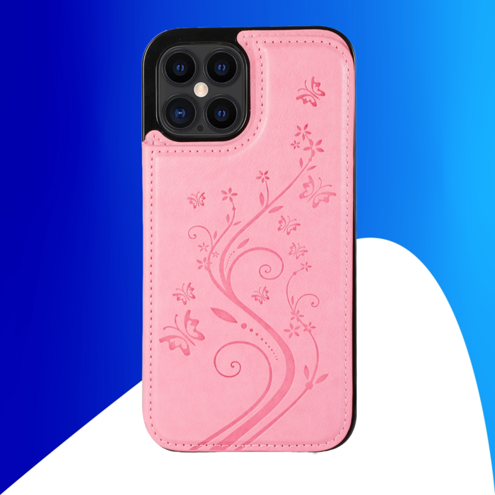 JVS Products Samsung Galaxy S24 Ultra hoesje - Backcover - Pasjeshouder - Portemonnee - Bloemenprint - Kunstleer - Roze