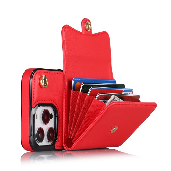 JVS Products Samsung Galaxy S24 hoesje - Backcover - Koord - Pasjeshouder - Portemonnee - Kunstleer - Rood