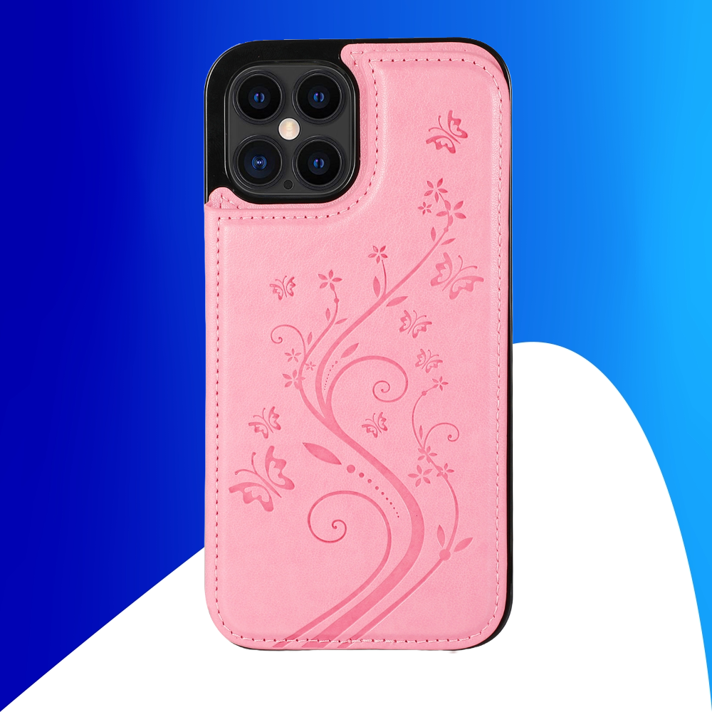 JVS Products Samsung Galaxy S24 Plus hoesje - Backcover - Pasjeshouder - Portemonnee - Bloemenprint - Kunstleer - Roze