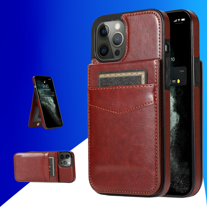 JVS Products Samsung Galaxy S24 Ultra hoesje - Backcover - Pasjeshouder - Portemonnee - Kunstleer - Bruin