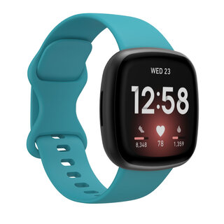JVS Products Bandje geschikt voor Fitbit Versa/Sense - Geschikt voor Fitbit Sense 1/2/ Fitbit Versa 3/4 - Maat L - Horlogebandje - Siliconen - Lichtblauw