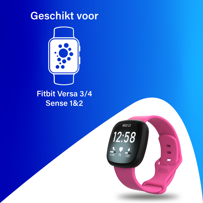 JVS Products Bandje geschikt voor Fitbit Versa/Sense - Geschikt voor Fitbit Sense 1/2/ Fitbit Versa 3/4 - Maat L - Horlogebandje - Siliconen - Roze
