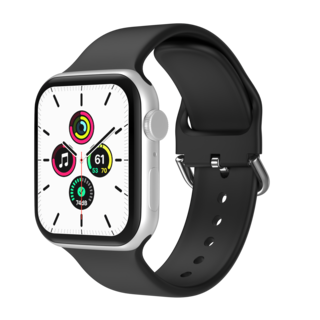 JVS Products Bandje geschikt voor Apple Watch 42/44MM - Geschikt voor Series 1/2/3/4/5/6/7/8/9/SE/Ultra 1&2 - Maat L - Horlogebandje - Siliconen - Zwart