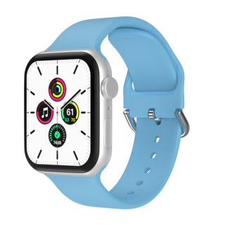JVS Products Bandje geschikt voor Apple Watch 42/44MM - Geschikt voor Series 1/2/3/4/5/6/7/8/9/SE/Ultra 1&2 - Maat S - Horlogebandje - Siliconen - Lichtblauw