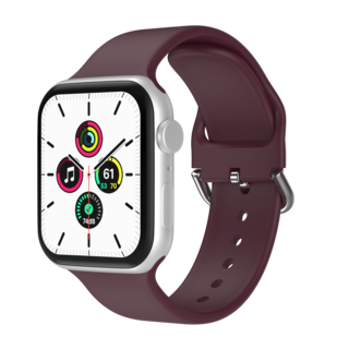 JVS Products Bandje geschikt voor Apple Watch 42/44MM - Geschikt voor Series 1/2/3/4/5/6/7/8/9/SE/Ultra 1&2 - Maat S - Horlogebandje - Siliconen - Bordeaux Rood