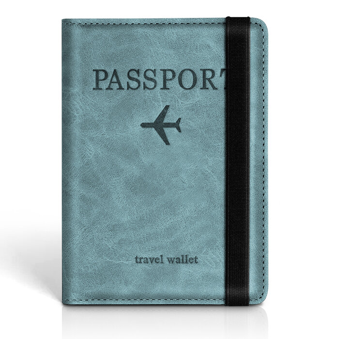 JVS Products Paspoort hoesje - Paspoorthouder - Paspoort cover  - RFID - Kunstleer - Lichtblauw