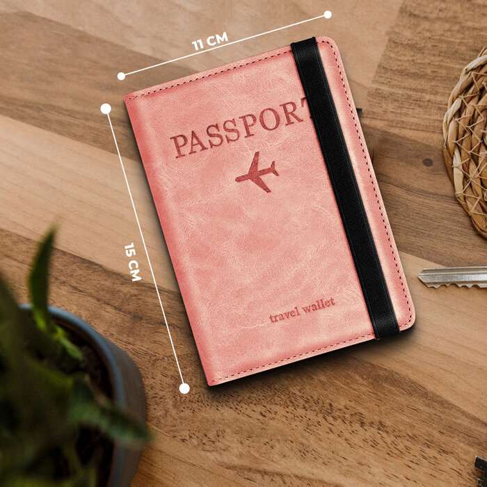 JVS Products Paspoort hoesje - Paspoorthouder - Paspoort cover - RFID - Kunstleer - Roze