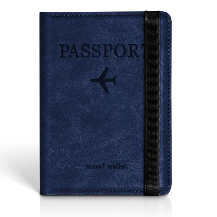 JVS Products Paspoort hoesje - Paspoorthouder - Paspoort cover  - RFID - Kunstleer - Blauw