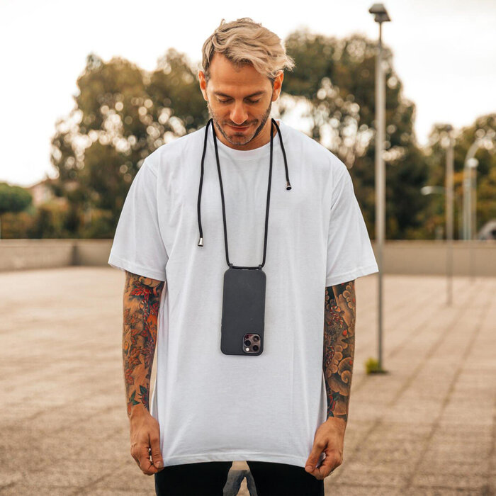 JVS Products Samsung Galaxy A41 hoesje - Backcover - Koord - Softcase - Flexibel - TPU - Zwart