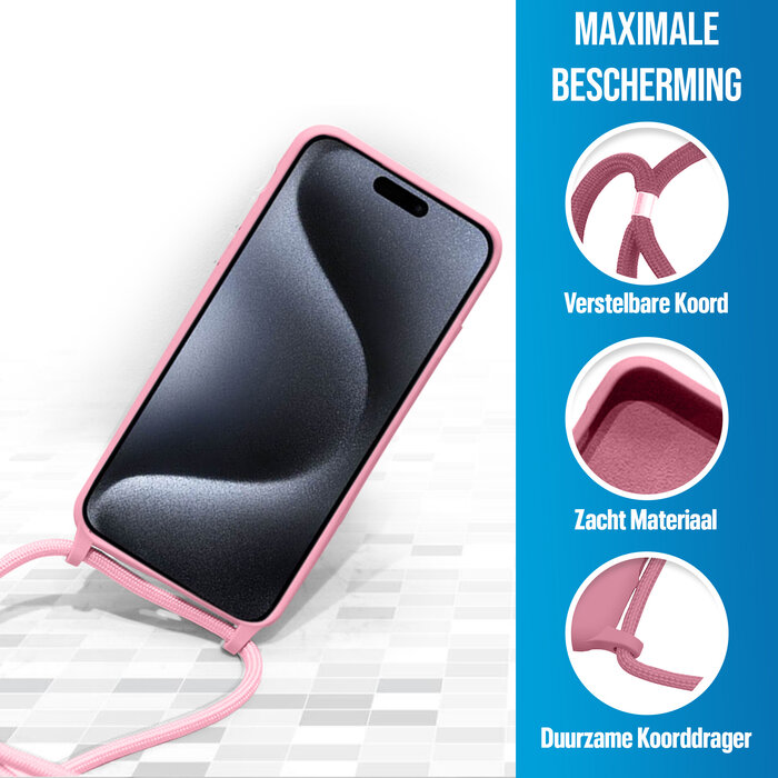 JVS Products iPhone XR hoesje - Backcover - Koord - Softcase - Flexibel - TPU - Roze