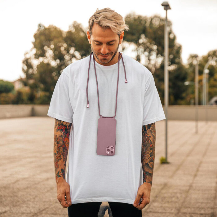 JVS Products Samsung Galaxy A14 5G hoesje - Backcover - Koord - Softcase - Flexibel - TPU - Oudroze