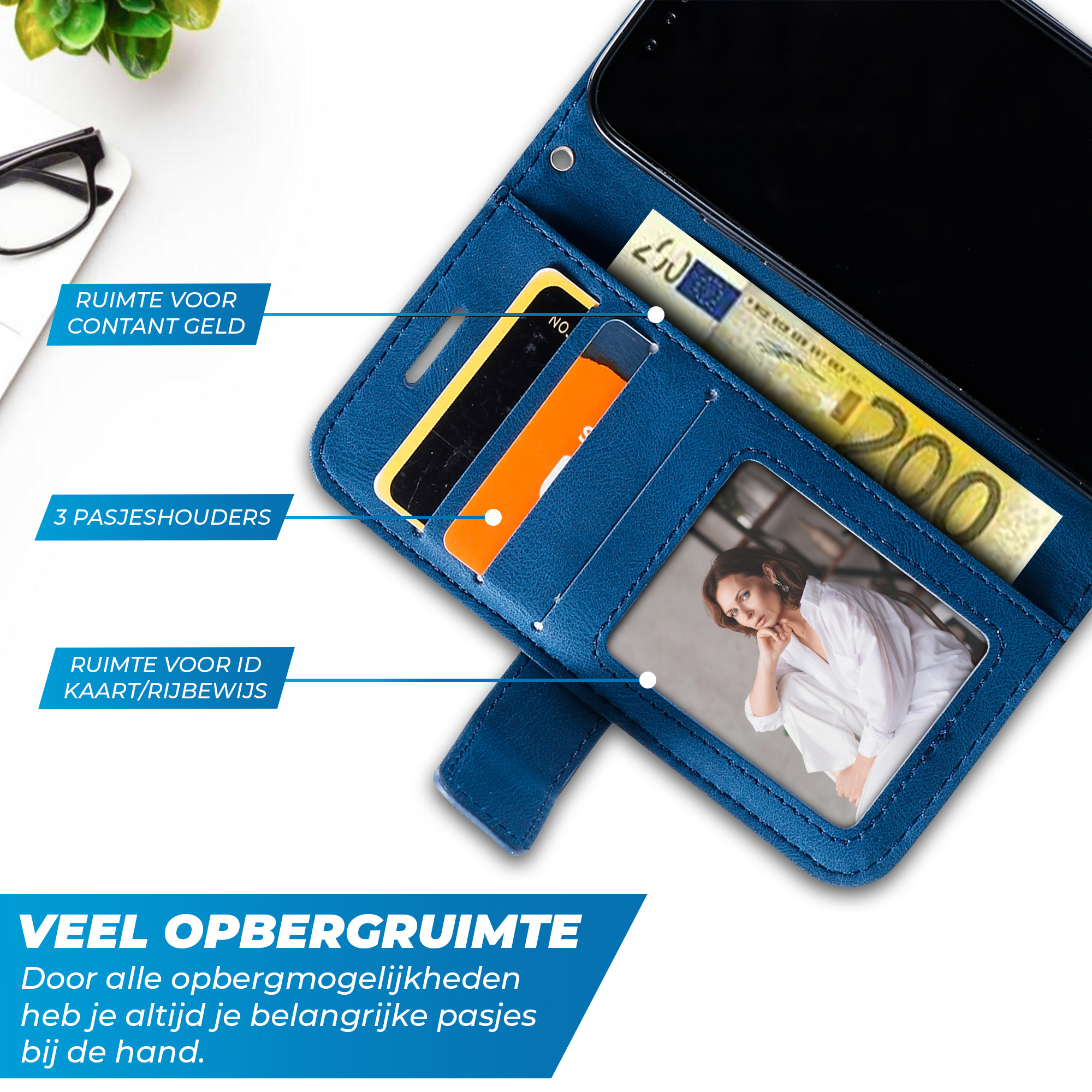 JVS Products OPPO A74 5G hoesje - Bookcase - Pasjeshouder - Portemonnee - Patroon - Kunstleer - Blauw