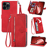 iPhone 14 Pro Max hoesje - Bookcase - Koord - Pasjeshouder - Portemonnee - Bloemenpatroon - Kunstleer - Rood