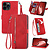 iPhone 15 hoesje -  Bookcase -  Koord -  Pasjeshouder -  Portemonnee -  Bloemenpatroon -  Kunstleer -  Rood