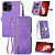 iPhone 15 hoesje -  Bookcase -  Koord -  Pasjeshouder -  Portemonnee -  Bloemenpatroon -  Kunstleer -  Paars