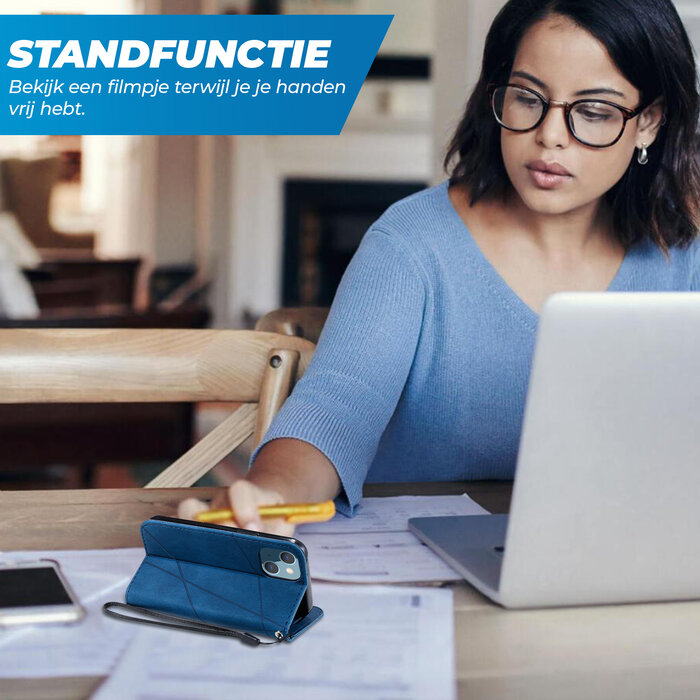 JVS Products Samsung Galaxy A51 hoesje - Bookcase - Pasjeshouder - Portemonnee - Patroon - Kunstleer - Blauw