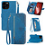 iPhone 14 Plus hoesje - Bookcase - Koord - Pasjeshouder - Portemonnee - Bloemenpatroon - Kunstleer - Blauw