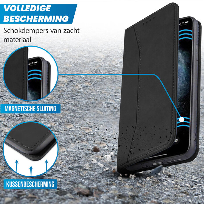 JVS Products iPhone X hoesje - Bookcase - Pasjeshouder - Portemonnee - Kunstleer - Zwart