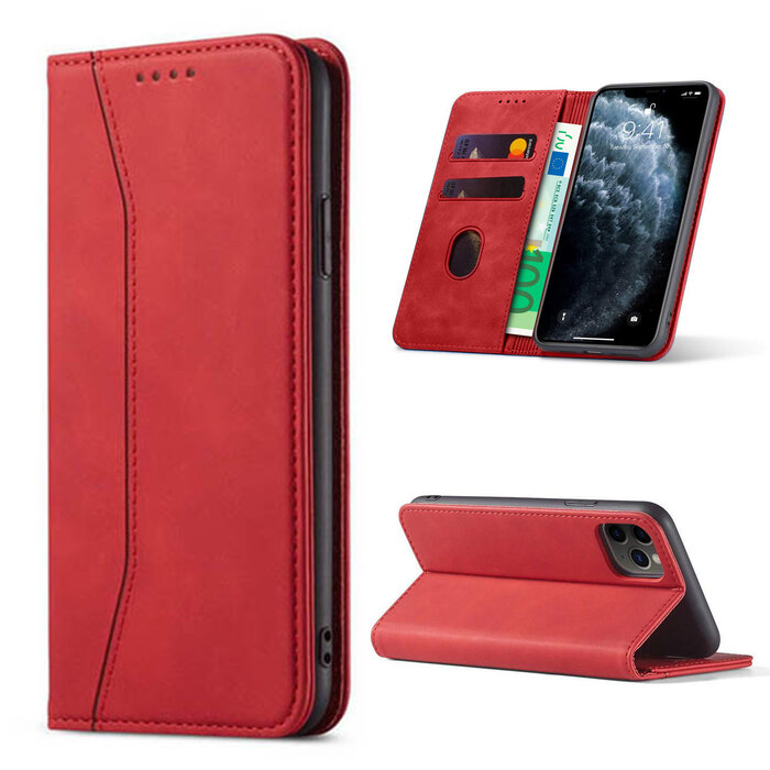 JVS Products iPhone 13 hoesje - Bookcase - Pasjeshouder - Portemonnee - Kunstleer - Rood