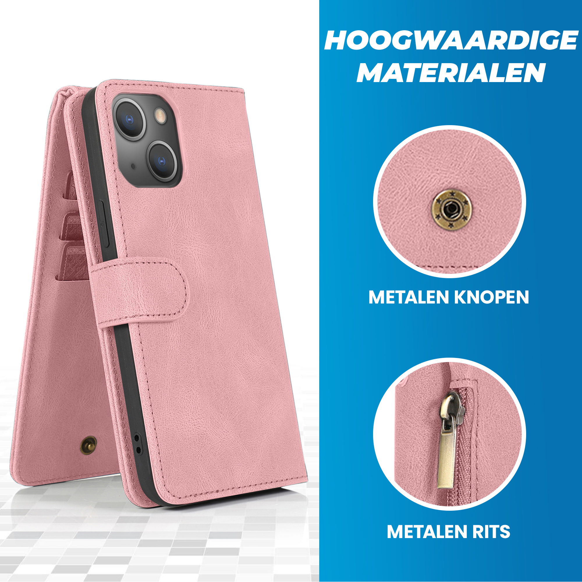 JVS Products iPhone 11 Pro hoesje - Bookcase - Pasjeshouder - Portemonnee - Rits - Kunstleer - Rose Goud
