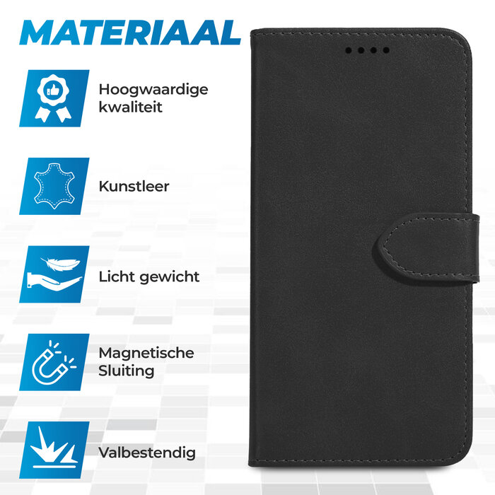 JVS Products Samsung Galaxy A34 5G hoesje - Bookcase - Pasjeshouder - Portemonnee - Kunstleer - Zwart