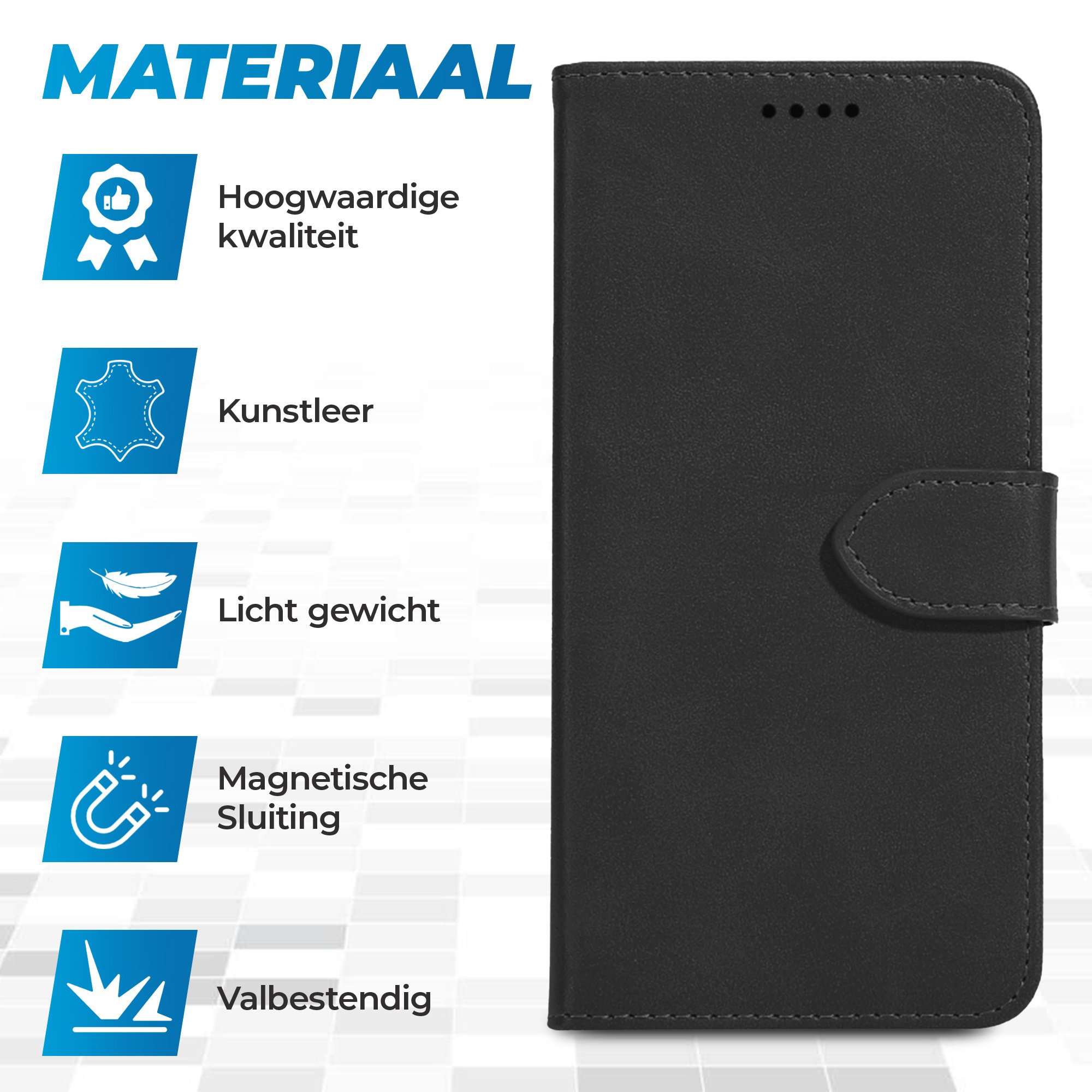 JVS Products Samsung Galaxy A34 5G hoesje - Bookcase - Pasjeshouder - Portemonnee - Kunstleer - Zwart
