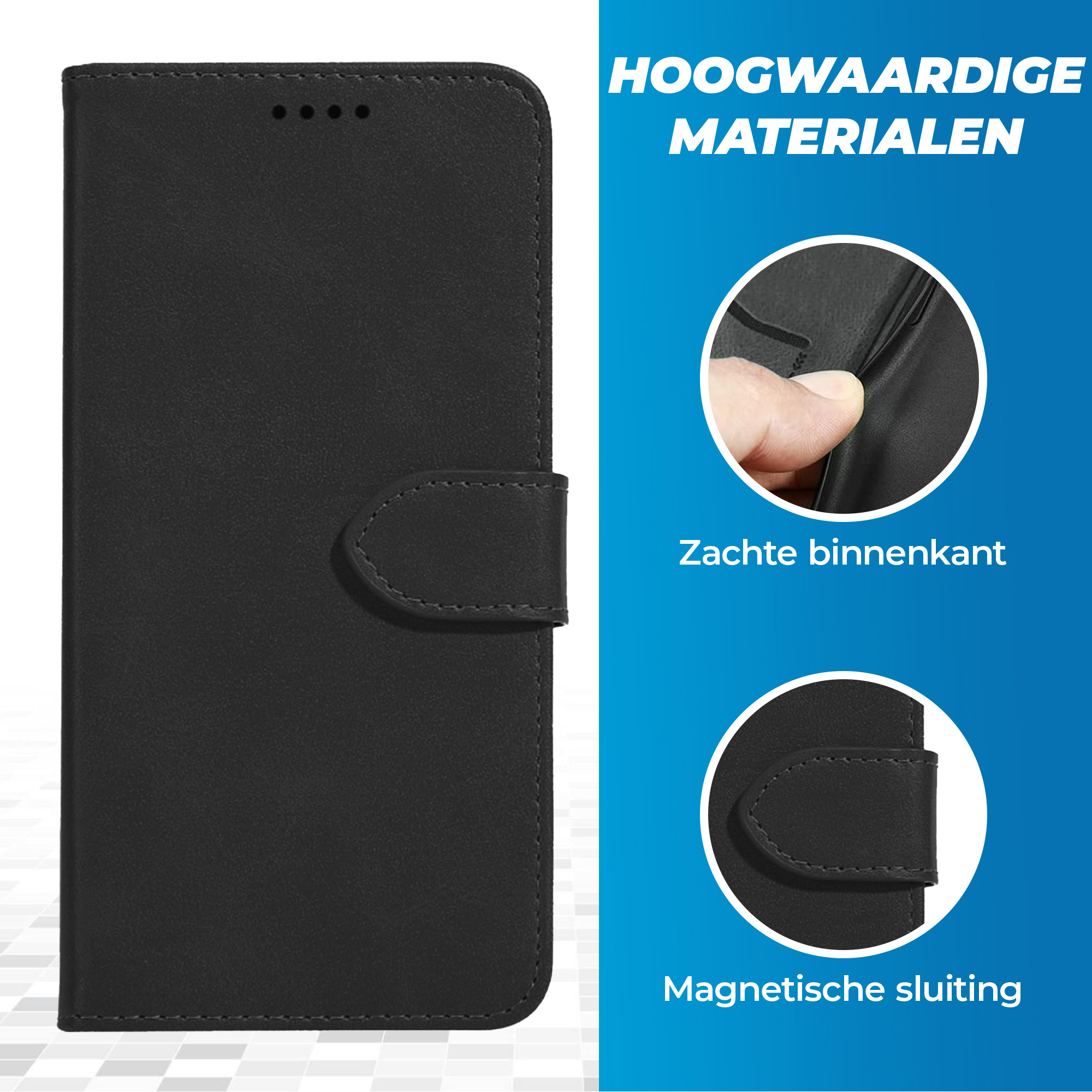 JVS Products Samsung Galaxy A34 5G hoesje - Bookcase - Pasjeshouder - Portemonnee - Kunstleer - Zwart