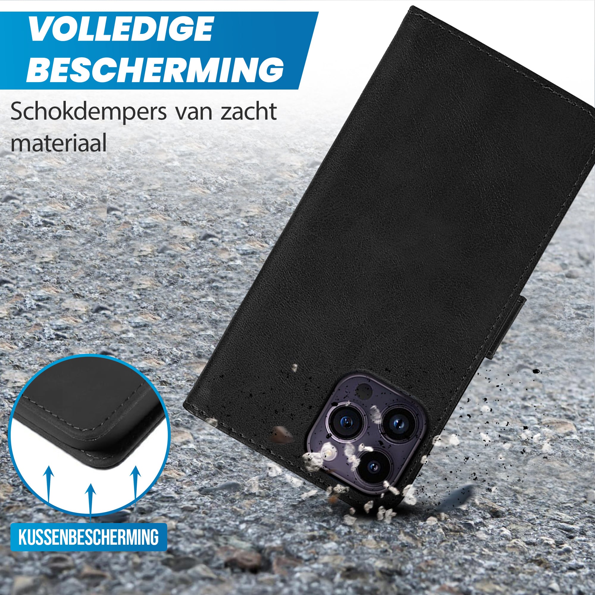 JVS Products Samsung Galaxy A34 5G hoesje - Bookcase - Pasjeshouder - Portemonnee - Kunstleer - Zwart