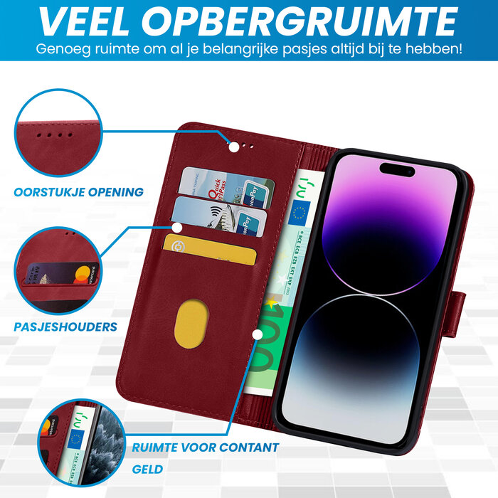 JVS Products iPhone SE 2022 hoesje - Bookcase - Pasjeshouder - Portemonnee - Kunstleer - Rood