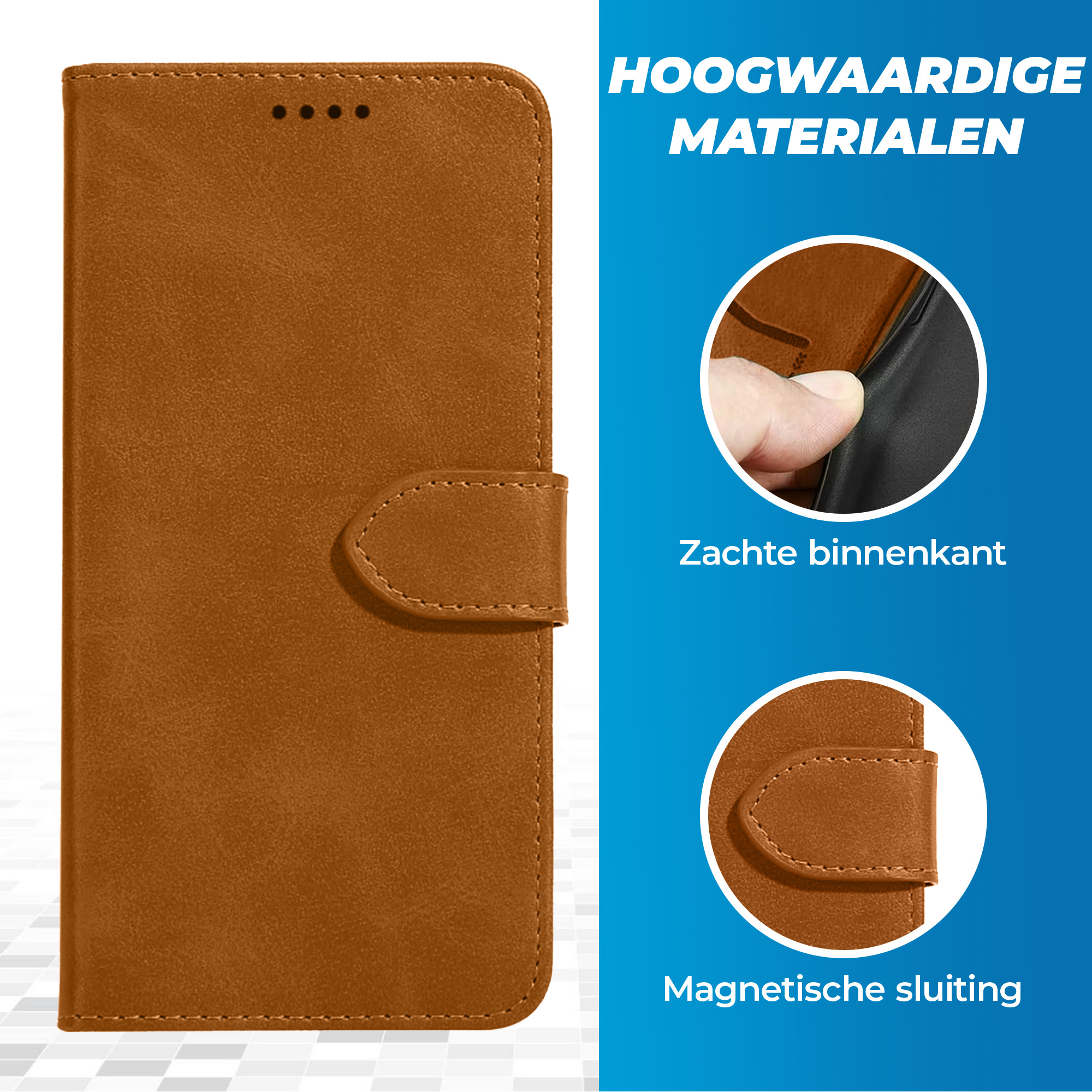 JVS Products Xiaomi 12T Pro hoesje - Bookcase - Pasjeshouder - Portemonnee - Kunstleer - Lichtbruin