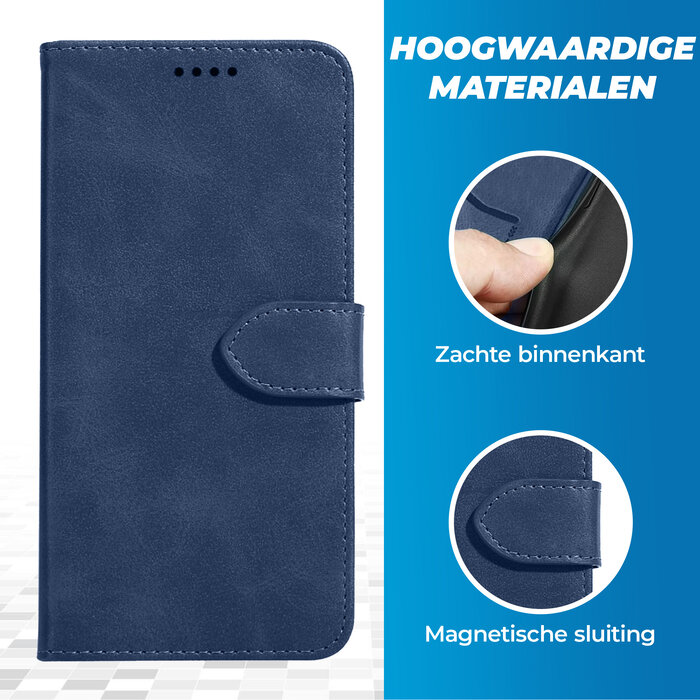 JVS Products iPhone 15 Pro Max hoesje -  Bookcase -  Pasjeshouder -  Portemonnee -  Kunstleer -  Blauw