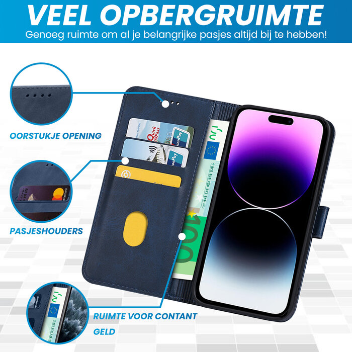 JVS Products OPPO Find X3 Pro hoesje - Bookcase - Pasjeshouder - Portemonnee - Kunstleer - Blauw