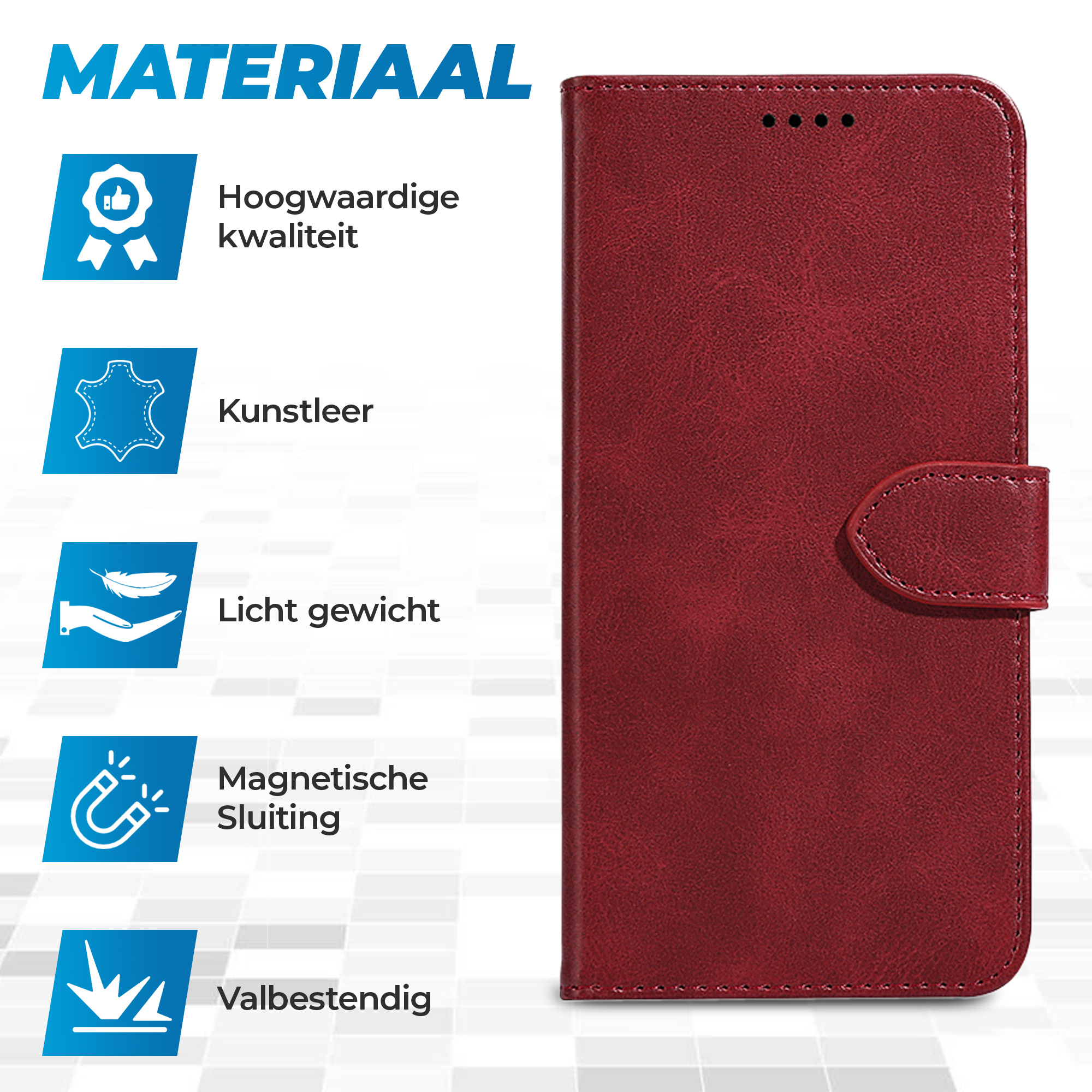 JVS Products Samsung Galaxy A51 hoesje - Bookcase - Pasjeshouder - Portemonnee - Kunstleer - Rood