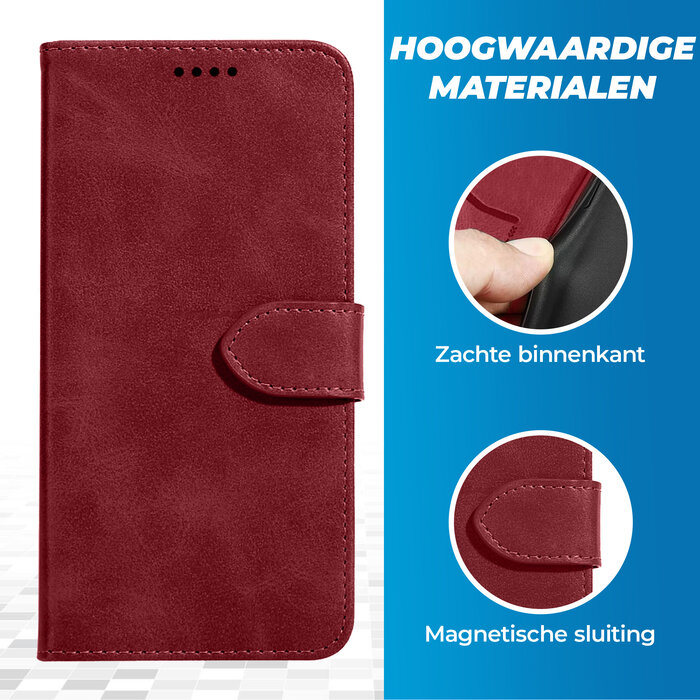 JVS Products OPPO A54 hoesje - Bookcase - Pasjeshouder - Portemonnee - Kunstleer - Rood