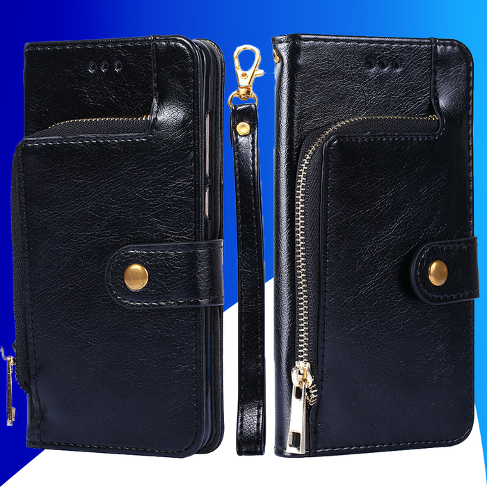 JVS Products Samsung Galaxy A55 hoesje - Bookcase - Koord - Pasjeshouder - Portemonnee - Rits - Kunstleer - Zwart