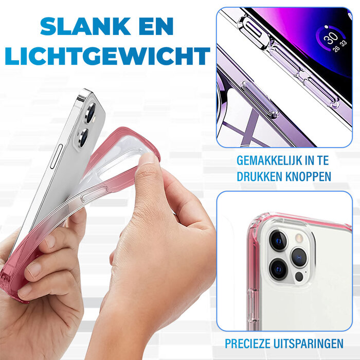JVS Products iPhone 15 hoesje -  Full body -  2 delig -  Shockproof -  Siliconen -  TPU -  Roze