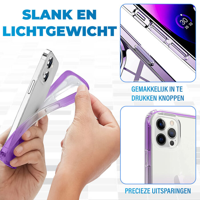 JVS Products iPhone 15 Pro hoesje -  Full body -  2 delig -  Shockproof -  Siliconen -  TPU -  Paars