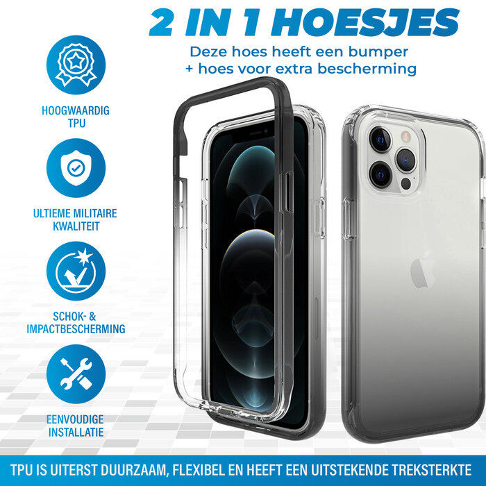JVS Products Samsung Galaxy S21 Ultra hoesje - Full body - 2 delig - Shockproof - Siliconen - TPU - Zwart