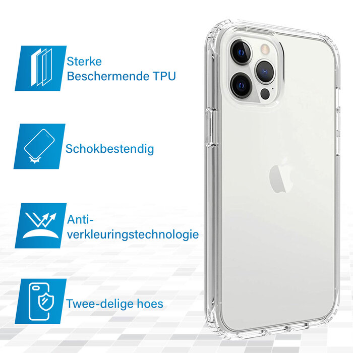 JVS Products iPhone 15 Pro hoesje -  Full body -  2 delig -  Shockproof -  Siliconen -  TPU -  Transparant