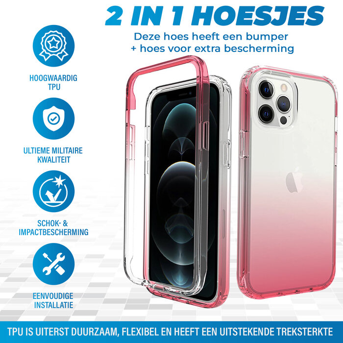 JVS Products Samsung Galaxy A12 hoesje - Full body - 2 delig - Shockproof - Siliconen - TPU - Roze