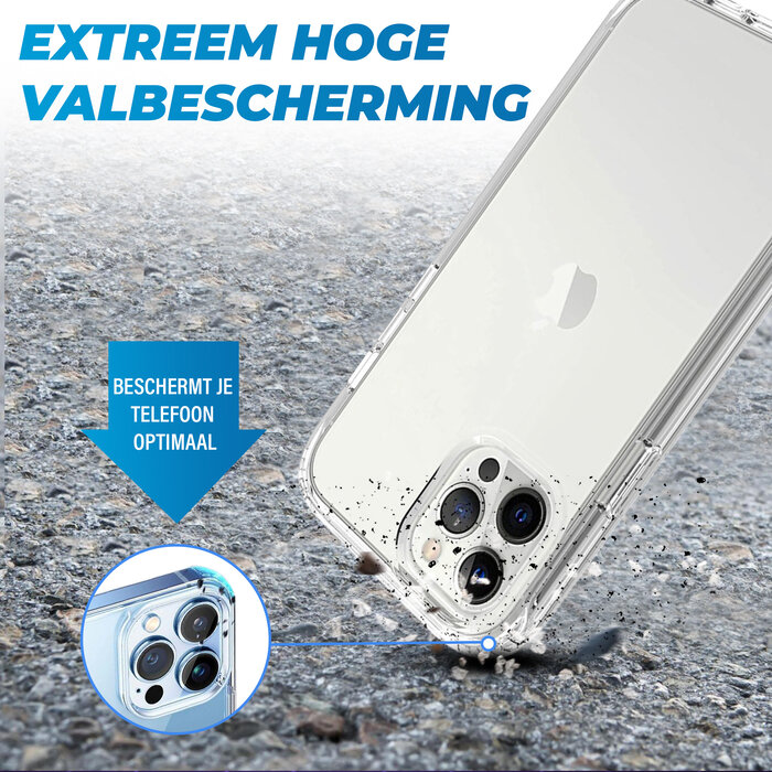 JVS Products iPhone 15 Pro Max hoesje -  Full body -  2 delig -  Shockproof -  Siliconen -  TPU -  Transparant
