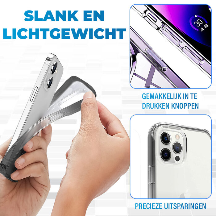 JVS Products iPhone 14 hoesje - Full body - 2 delig - Shockproof - Siliconen - TPU - Zwart