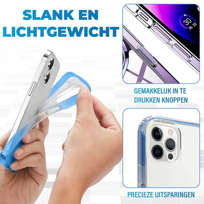 JVS Products iPhone 14 hoesje - Full body - 2 delig - Shockproof - Siliconen - TPU - Blauw