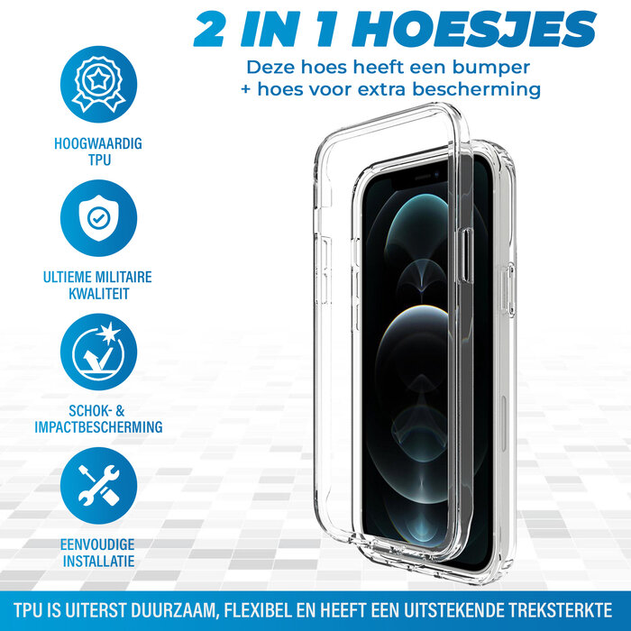 JVS Products Samsung Galaxy S22 Ultra hoesje - Full body - 2 delig - Shockproof - Siliconen - TPU - Transparant