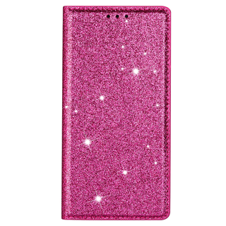 JVS Products iPhone 16 hoesje - Bookcase - Pasjeshouder - Portemonnee - Glitter - TPU - Roze