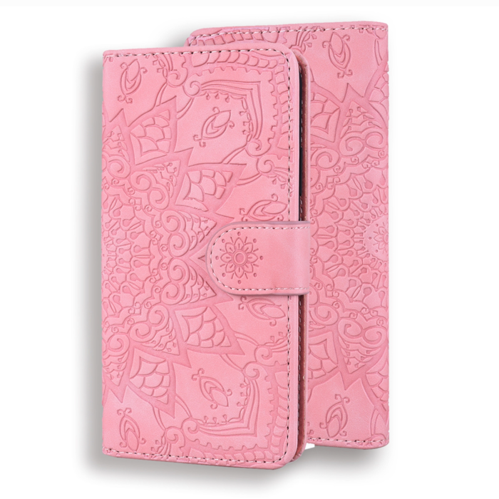 JVS Products iPhone 16 Pro hoesje - Bookcase - Pasjeshouder - Portemonnee - Mandalapatroon - Kunstleer - Roze