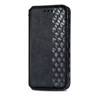 JVS Products iPhone 16 hoesje - Bookcase - Pasjeshouder - Portemonnee - Diamantpatroon - Kunstleer - Zwart
