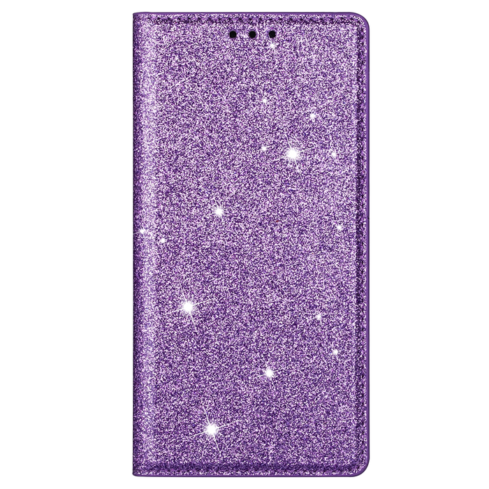 JVS Products iPhone 16 Plus hoesje - Bookcase - Pasjeshouder - Portemonnee - Glitter - TPU - Paars